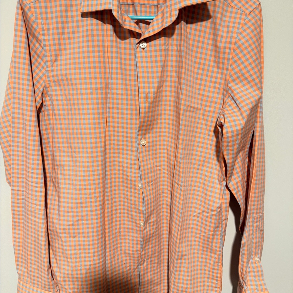 Apt. 9 Men's Orange Plaid Button Down Shirt